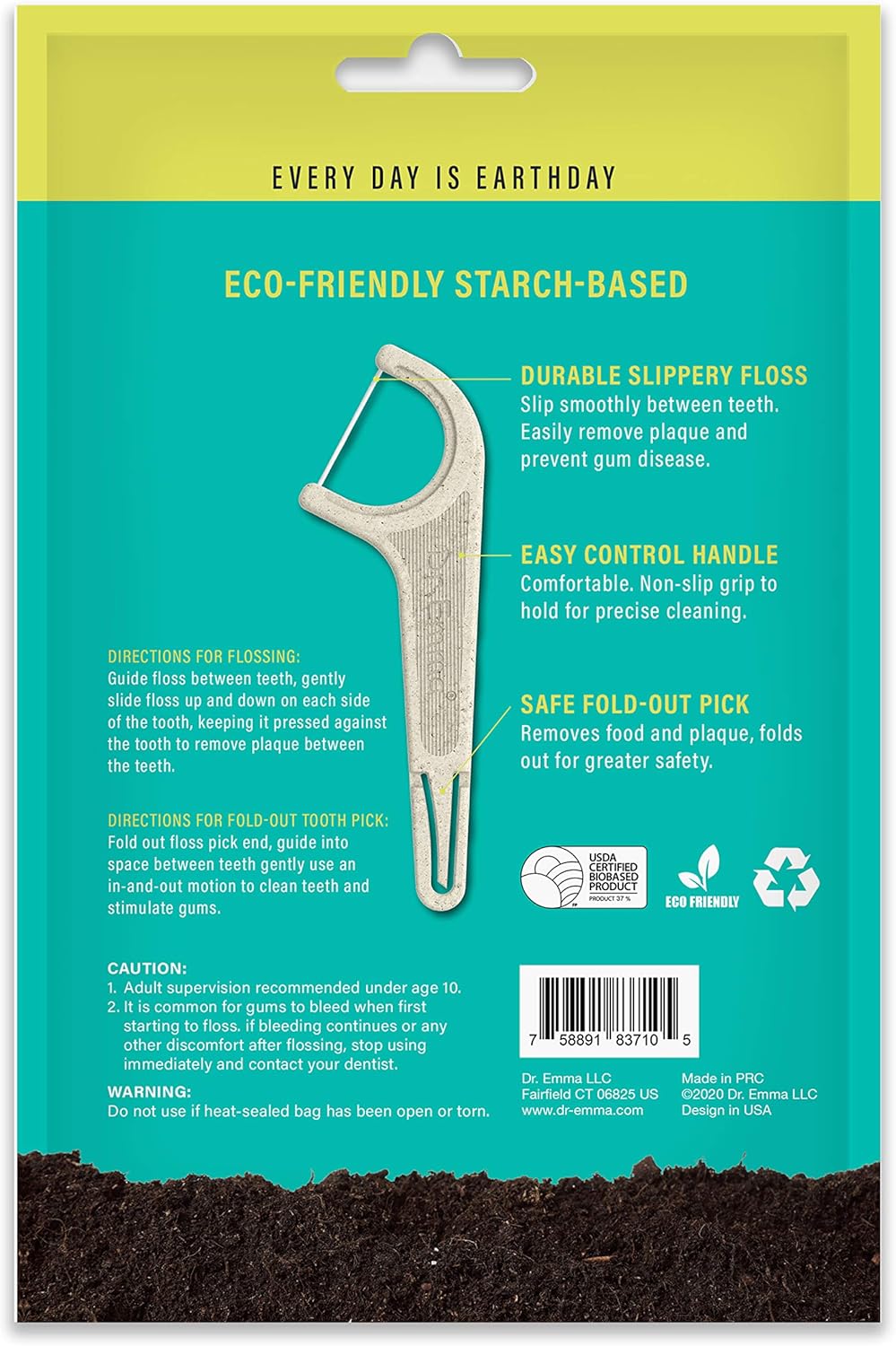 Dr. Emma Biodegradable Dental Floss Picks Single Line Floss Picks Biobased Material Tooth Flosser for Adults Teeth Cleaning Mint Flavor Toothpick Stick Soft On Gum & Teeth 240 Count