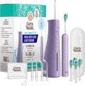 GuruNanda Lion & Lamb Kit 2.0, Electric Toothbrush with Water Flosser Combo, 4 Jet Tips, 4 Brush Heads, & IPX7 Waterproof Design for Complete Oral Care, Lavender