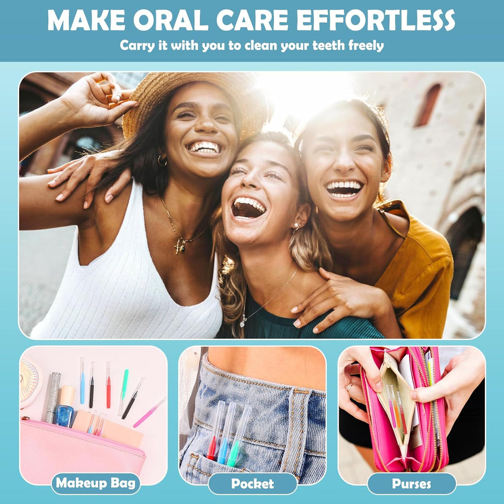 120 Pieces Interdental Brushes Between Teeth, Braces Toothbrush Flossers Cleaner Dental Floss Picks for Teeth Braces Orthodontic Hygiene Cleaning Tools (Bright Colors, Multiple Sizes)