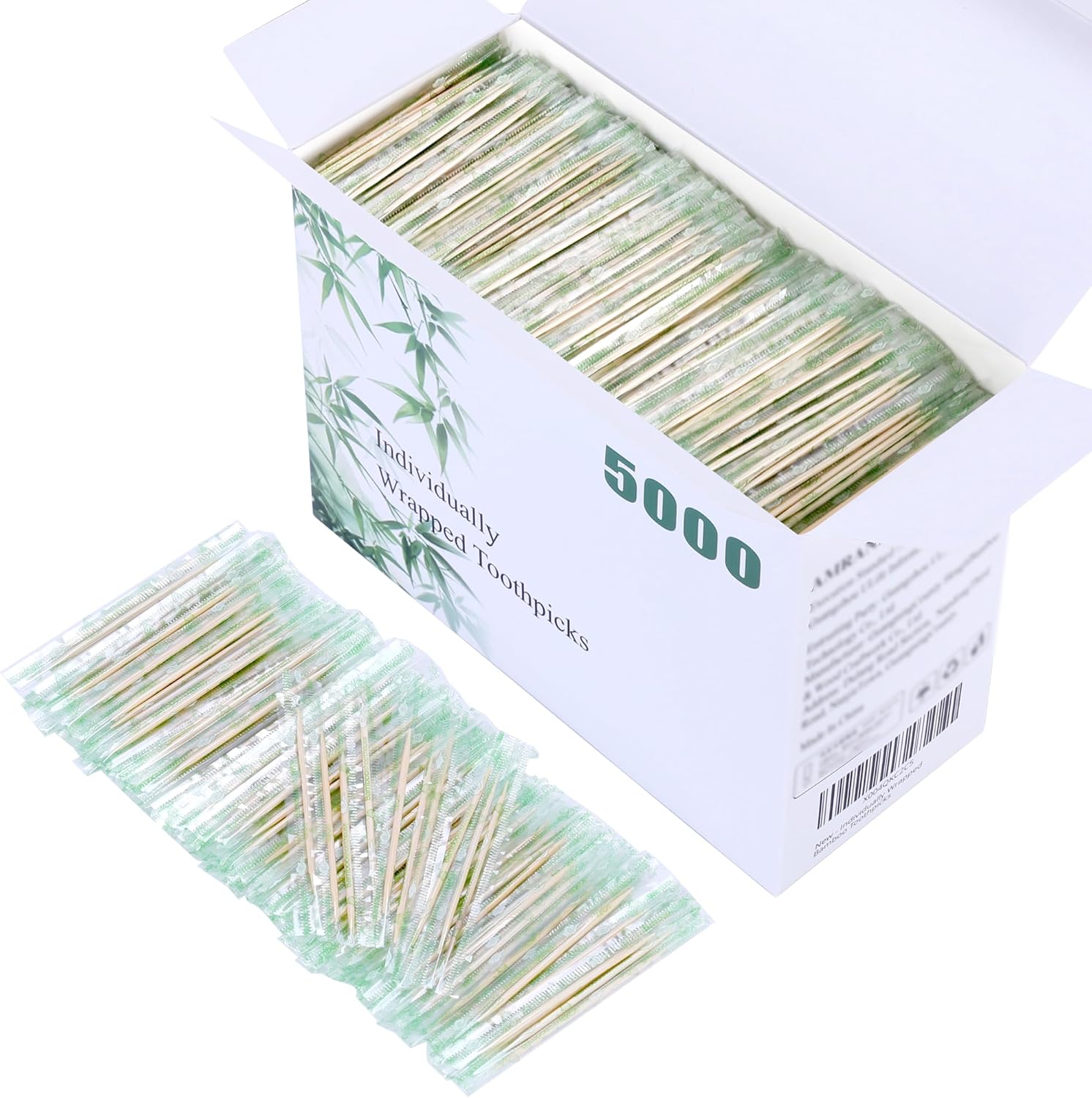 Individually Wrapped Toothpicks - AMRANKUO 5000 Count Bulk Bamboo Wooden Toothpicks | Splinter-Free, Sanitary & Portable for Travel, Restaurants, Parties | Wood Toothpicks