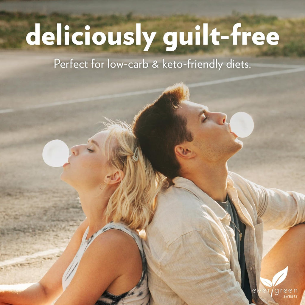 Evergreen Sweets Chewing gum -100 Pieces Jar - Natural Spearmint Gum Made with Xylitol and Stevia - Sugar-Free, Aspartame Free and Vegan