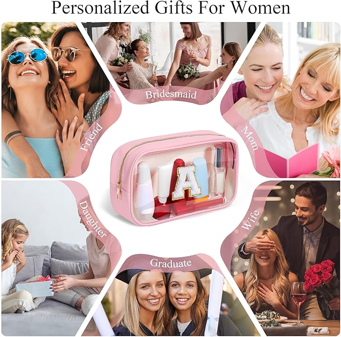 YOOLIFE Christmas Gifts for Grandkids Teacher Gift Travel Toiletry Bag Clear Makeup Bag Travel Essentials Christmas Gifts for Girls Teen Girlfriend Kids Birthday Gift Stocking Stuffers Pink J