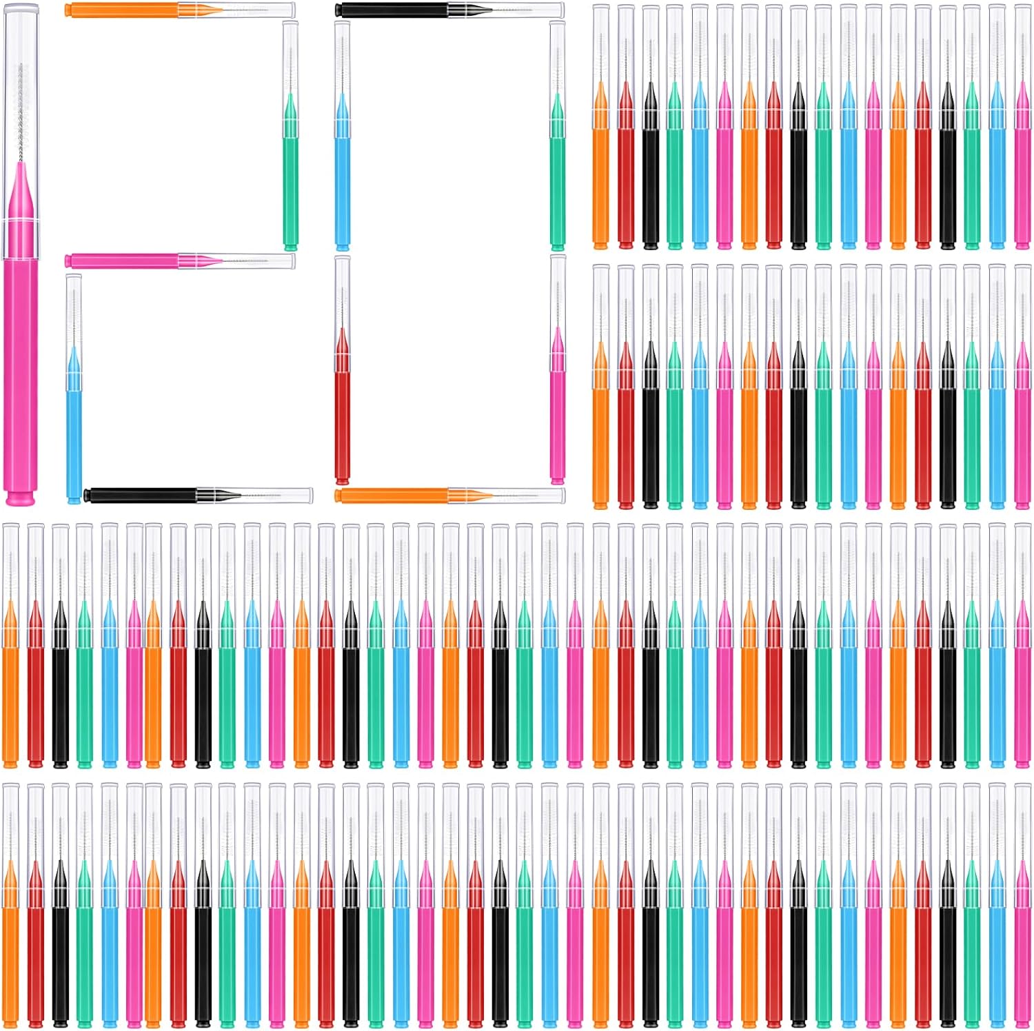 120 Pieces Interdental Brushes Between Teeth, Braces Toothbrush Flossers Cleaner Dental Floss Picks for Teeth Braces Orthodontic Hygiene Cleaning Tools (Bright Colors, Multiple Sizes)