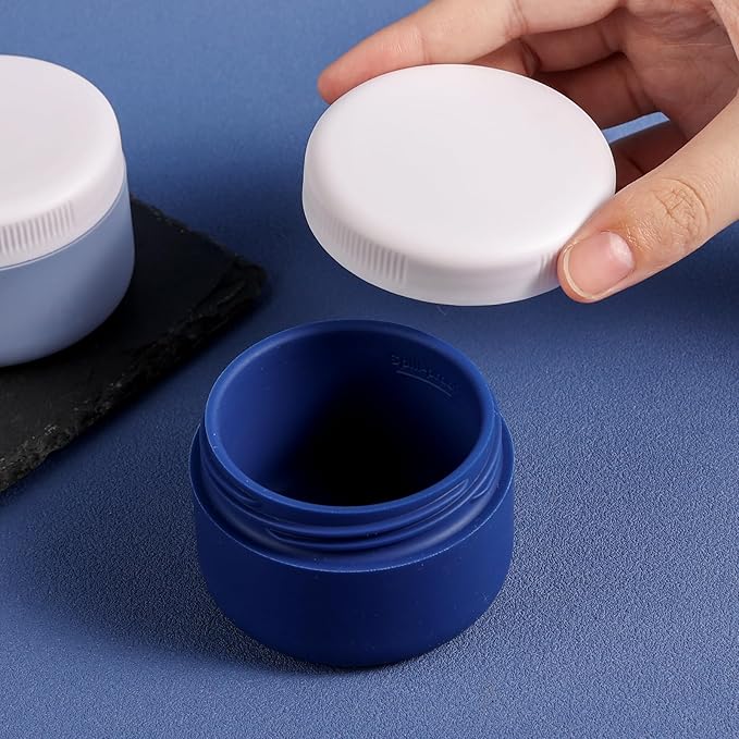 Travel Containers for Toiletries, Silicone Cream Jars BPA-Free, Leak-proof 2oz Travel Size Containers, Portable Size Silicone Jars with Lid for Cosmetic Face Hand Body Cream (4 Pack)