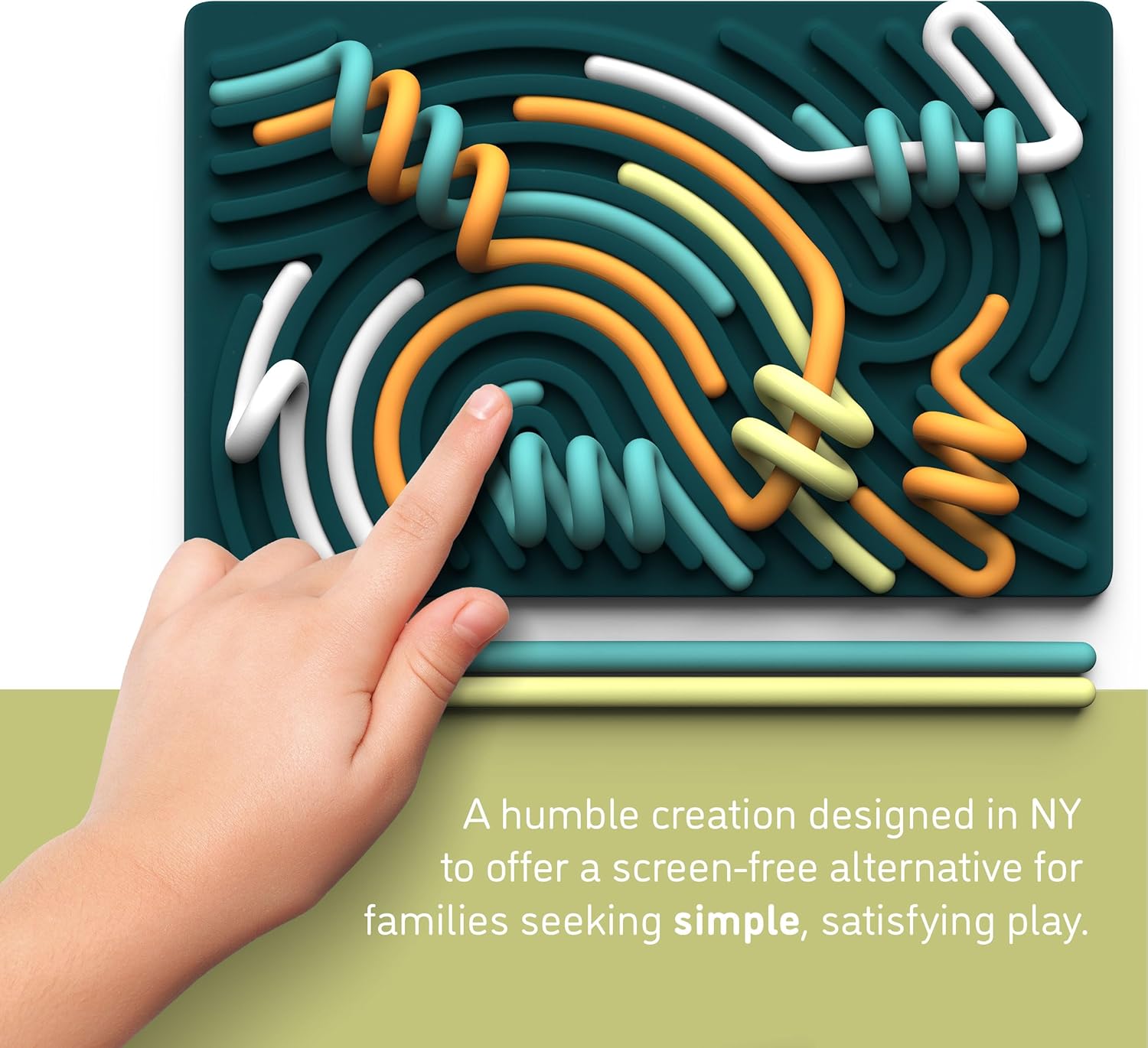 Sensory Activity Board: Silicone Fidget Toy for Calming, Stress, Anxiety, ADHD & Autism | Silent, No Mess | Kids 3+ & Adults | Includes Portable Travel Bag & 11 Strings