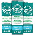 Tom’s of Maine Whiten Plus Coconut Oil Fluoride Free Toothpaste, Natural Whitening Toothpaste with Plant-Based Cleansers, Whitens Without Causing Sensitivity, Gentle Mint, 4.0 Oz (Pack of 3)