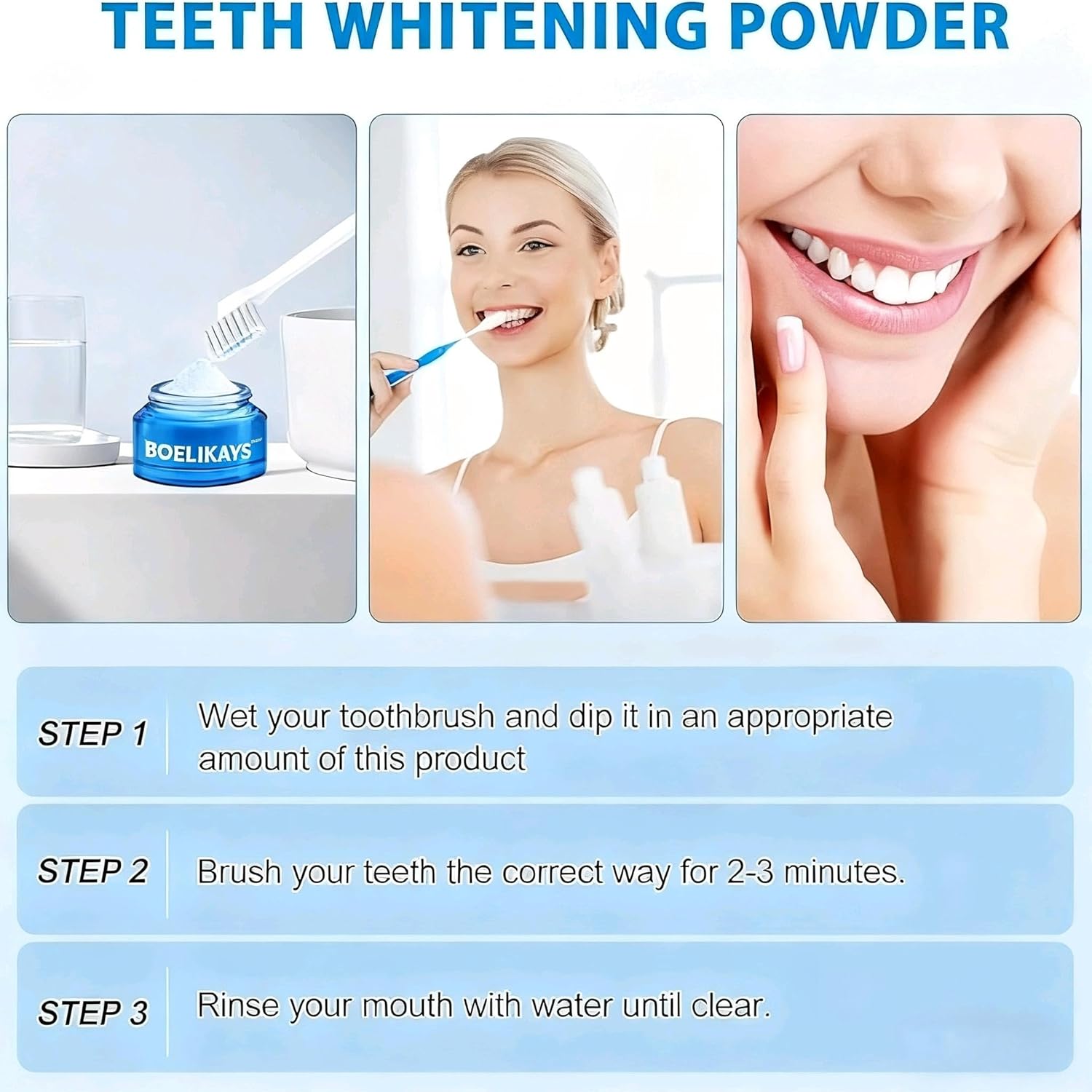 2 PCS Teeth Whitening Powder - No Sensitivity,Removes Stains - Enamel-Safe Toothpaste Whitening Powder for Coffee, Tea, Food, Wine, and Tobacco Stains O/B