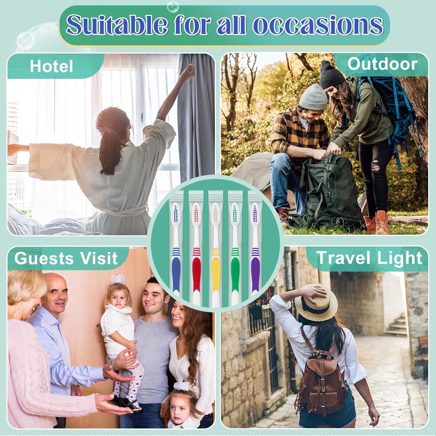 240 Pcs Toothbrush Bulk Disposable, Travel Toothbrushes Pack, Soft Bristle Individually Wrapped and Good Cleaning for Kids, Adult and The Elderly. Suitable for Hotel, Travel, Home, Donated