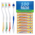 100 Pack Toothbrush Standard Classic Medium Soft Toothbrush Bulk Individually Wrapped