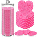 Sieral 120 Pcs Compressed Facial Sponges with Container Disposable Face Sponge Pads for Washing Face Cleansing Exfoliating Esthetician Makeup Removal(Heart,Rose Red)