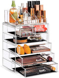 Sorbus Acrylic Makeup Organizer Set, 6-Drawer Vanity & Countertop Cosmetic Storage with Small & Wide Compartments, Clear Makeup Storage for Brushes, Lipsticks, Jewelry – Holiday Gift for Women & Teens