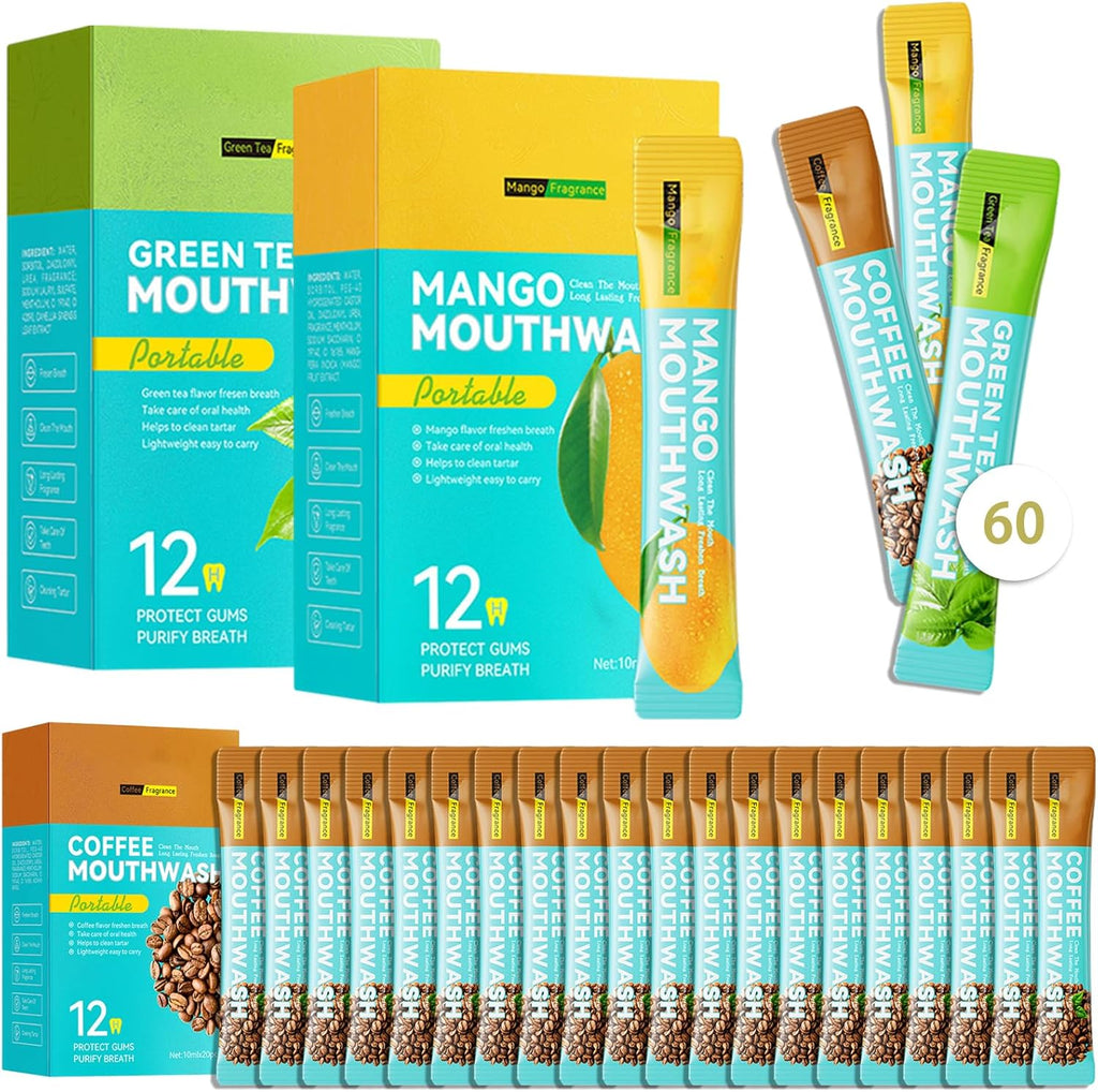 60PCS Travel Size Mouthwash,Portable Mini Mouthwash,Long-Lasting Freshness Travel Mouth Wash for Oral Care A2