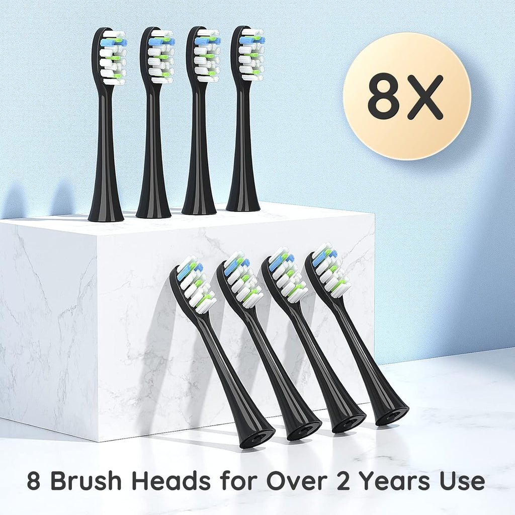 Sonic Electric Toothbrush - 5X More Effective Cleaning, 8 Brush Heads, 4 Modes, Low Noise Design for Adults