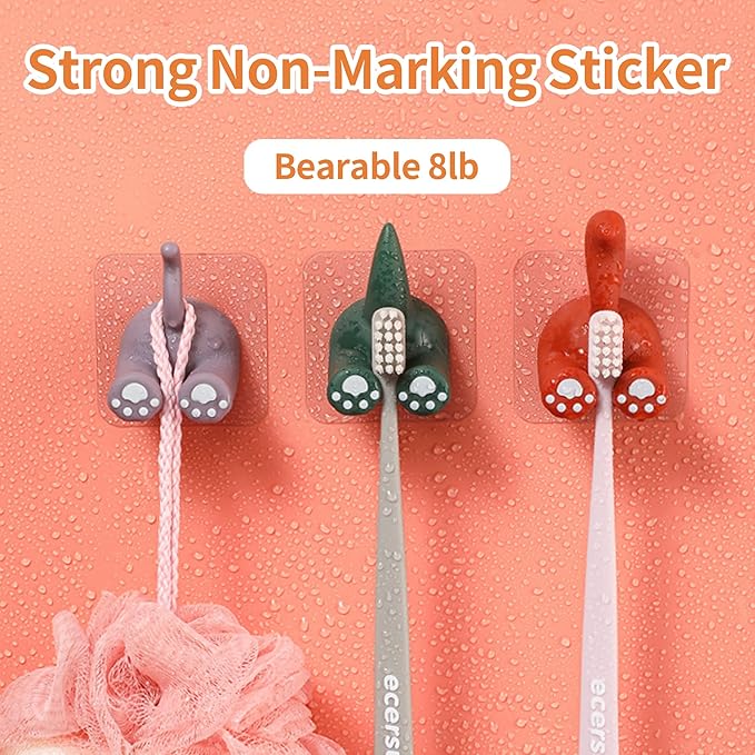 Kid Toothbrush Holder Wall Mounted Cute Animal Tail Toddler Toothbrush Holder for Hanging Bathroom(Squirrel Brown)