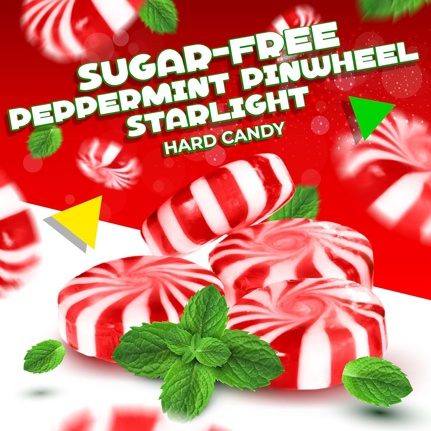 Sugar-Free Peppermint Pinwheel Starlight Mints | 1 Pound Bag | Individually Wrapped Hard Candy