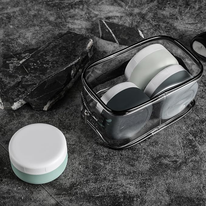 Travel Containers for Toiletries, Silicone Cream Jars BPA-Free, Leak-proof 1.35oz Travel Size Containers, Portable Size Silicone Jars with Lid for Cosmetic Face Hand Body Cream (4 Pack)