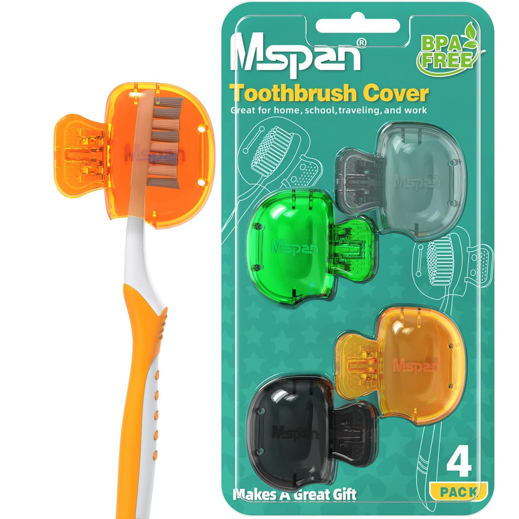 Mspan Electric Toothbrush Cover Cap: Brush Head Protector Cute Plastic Clip Pod - Toothbrush Travel Case for Traveling & Home - 4 Packs