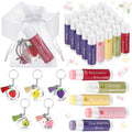 30 Sets Moisturizing Lip Balms Bulk Employee Appreciation Gifts with Fruit Pun Keychains and Organza Bags for Coworker Teacher Appreciation Thank You Gifts