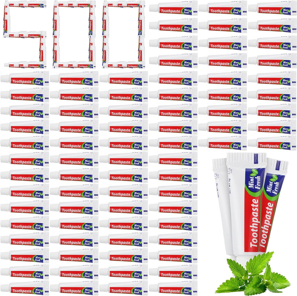 Mini Toothpaste Bulk Regular Clean Mint Toothpaste for Bad Breath, Helps Freshens Breath, Whitens Teeth Travel Size 0.18oz for Home Hotel Office School Camping