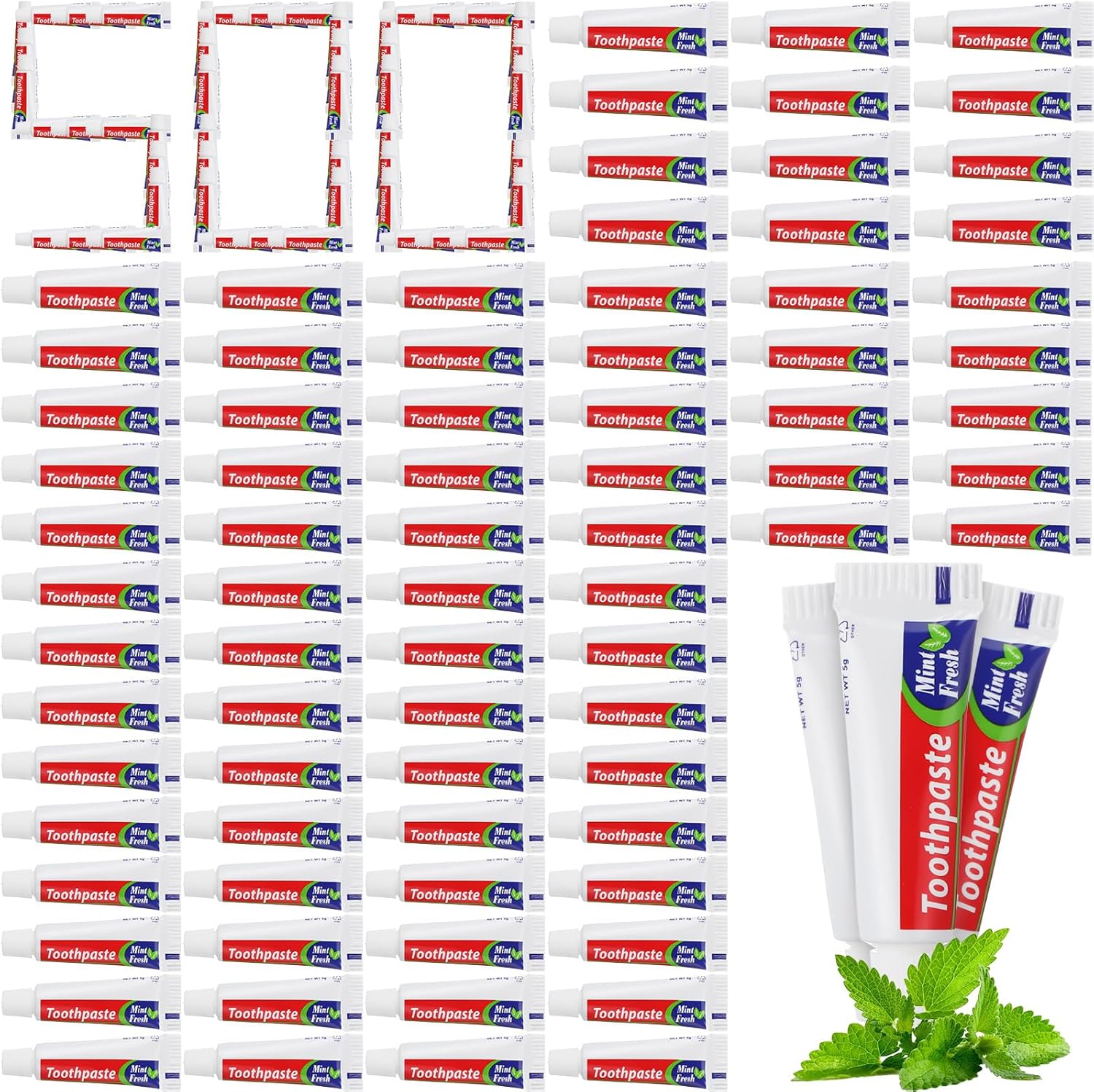 Mini Toothpaste Bulk Regular Clean Mint Toothpaste for Bad Breath, Helps Freshens Breath, Whitens Teeth Travel Size 0.18oz for Home Hotel Office School Camping