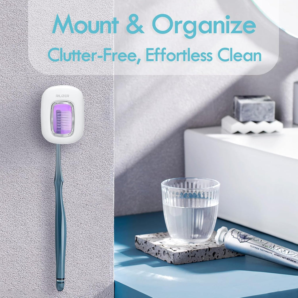 UV Toothbrush Sanitizer Cover, Rechargeable Travel Cap with Magnetic Wall Mount, Portable Cleaner for Any Size Toothbrush