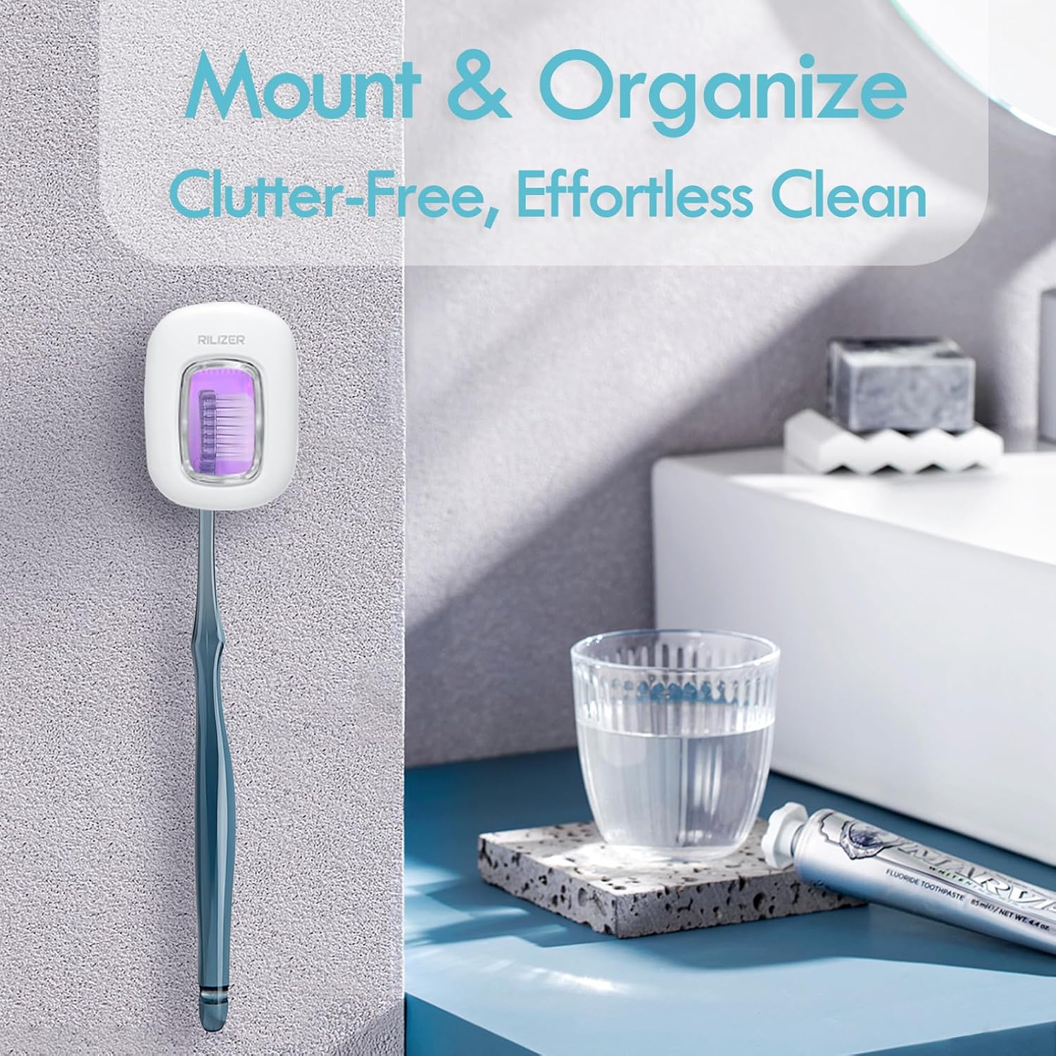 UV Toothbrush Sanitizer Cover, Rechargeable Travel Cap with Magnetic Wall Mount, Portable Cleaner for Any Size Toothbrush