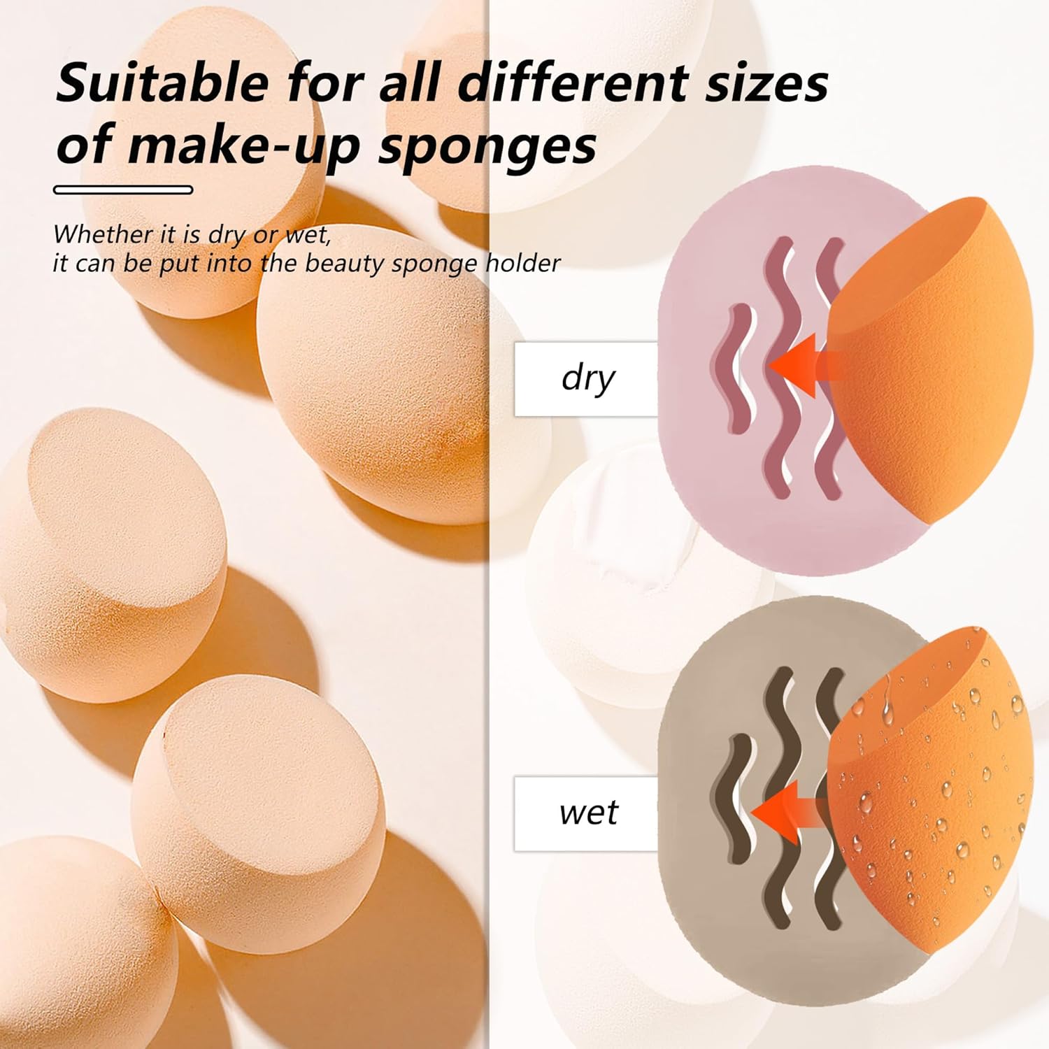 Makeup Sponge Holder Beauty Blender Case - Travel Storage Case for Beauty Blenders, Portable Organizer (Khaki)