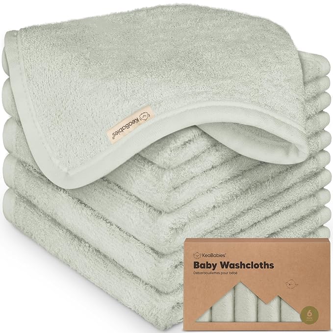 6-Pack Baby Washcloths - Soft Absorbent Viscose from Bamboo Wash Cloths for Babies, Kids, Toddlers, Infant, Newborn Bath Towels, Gentle on Sensitive Skin, 10x10 Reusable Face Towels (Dove)