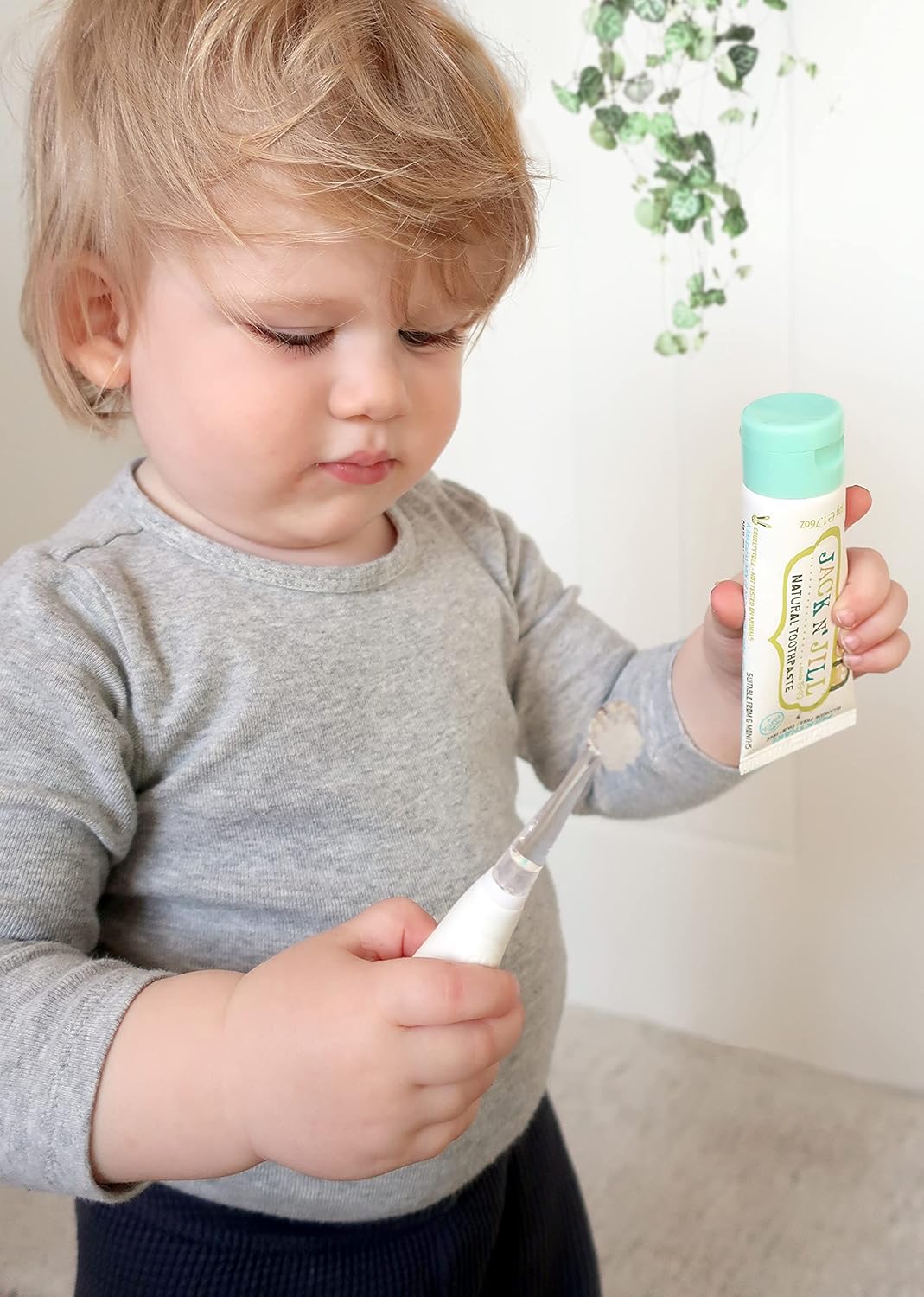 Jack N' Jill Tickle Tooth Sonic Electric Toothbrush with Replacement Head - Gentle Cleaning, Made for Tiny Teeth, LED Inspection Light, for Babies & Kids, Extra Soft Bristles - (1 Pack)