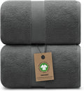 100% Organic Luxury Bath Sheets - GOTS Certified - Extra Large 35x70 Inches (Pack of 2) Zero-Twist, Long-Staple Cotton Bath Sheet Set (Granite Grey)
