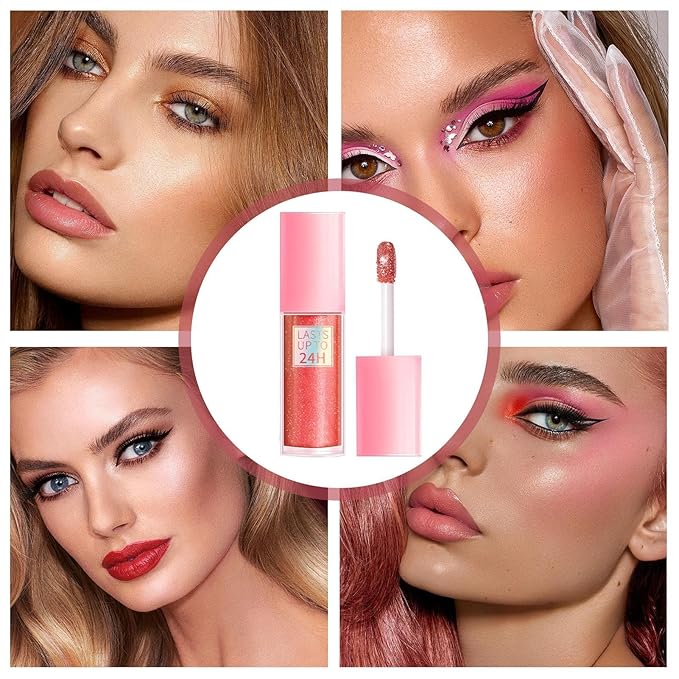 Shimmery Lip Gloss - Glossy Moisturizing Plumper, Glitter Shine, Hydrating Balm With Applicator | High Shine For Full Luscious Lips, Lightweight Oil Smooth Care, Non Sticky Tint Party Daily Makeup