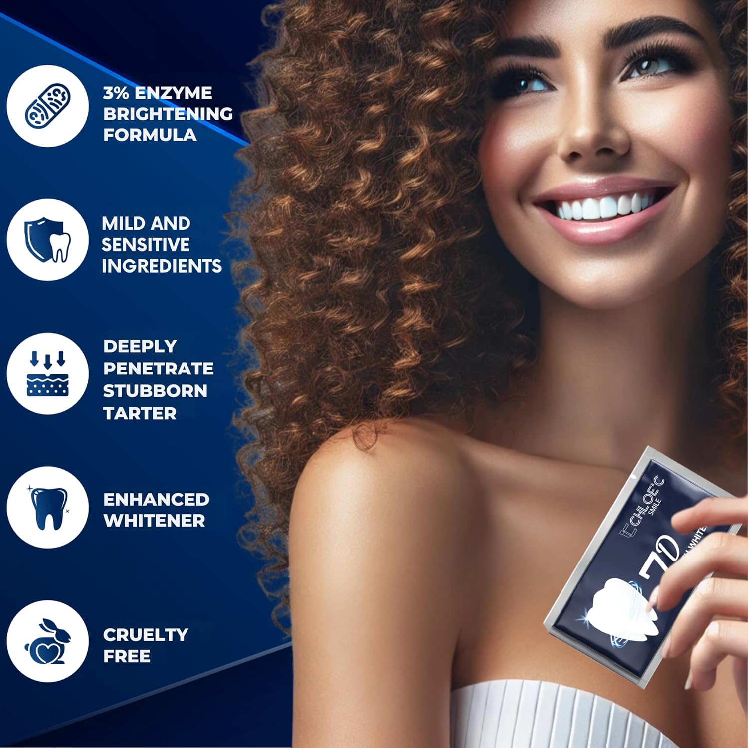 Chloe’C Teeth Whitening Strips | 7 Mint-Flavored Treatments for Sensitive Teeth | Non-Toxic Whitening Strips | Enamel Safe & Peroxide-Free | Removes Stains in 7 Days | Gentle-Effective Teeth Whitening