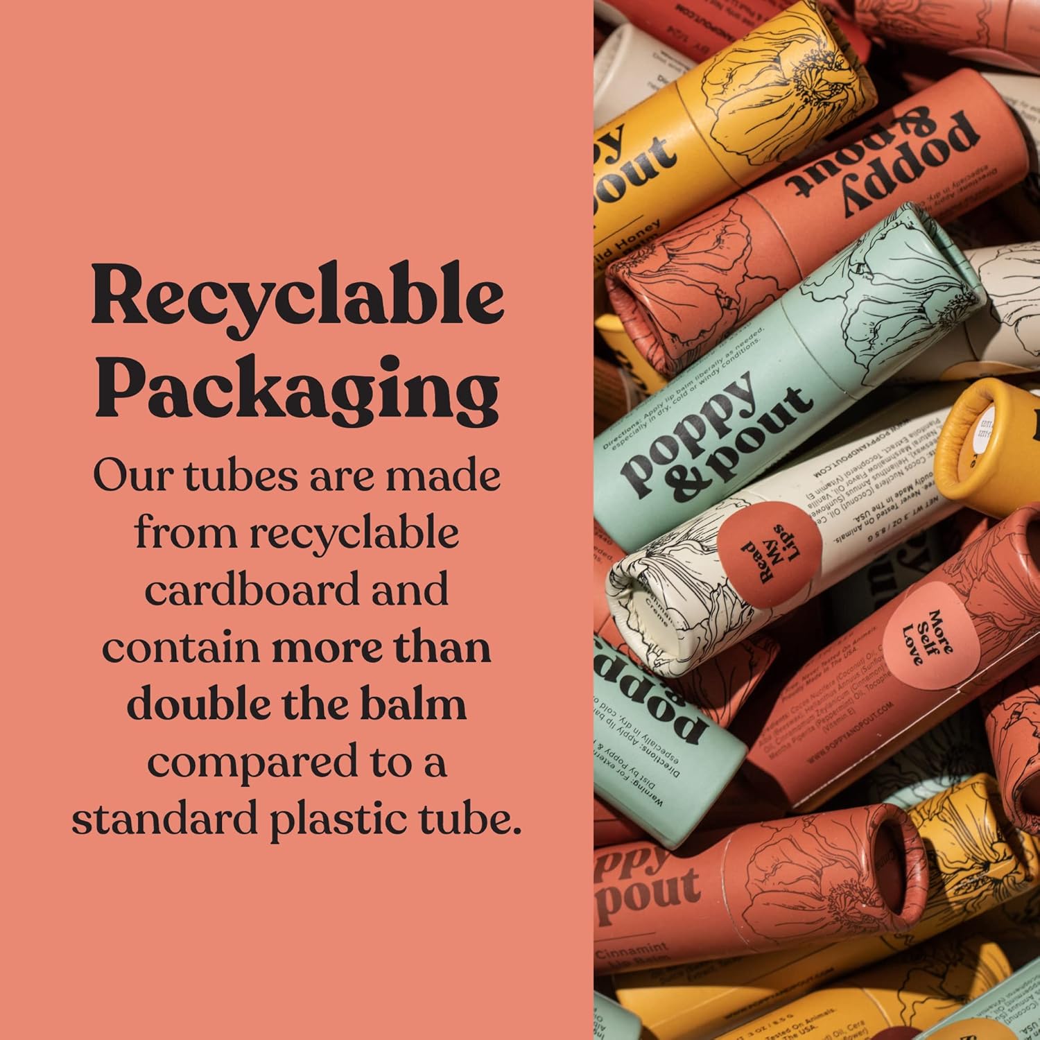 Jumbo Lip Balm Gift Set (3-Pack, Top Flavors) | Poppy & Pout All Natural Lip Balms & Moisturizers | Hydrates with Beeswax, Vitamin E, Organic Coconut Oil | Cruelty-Free | Recyclable Cardboard Tube