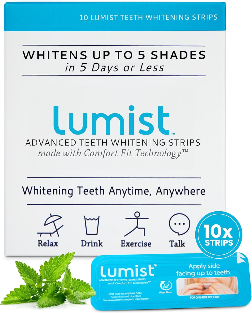 Advanced Teeth Whitening Strips – Pack of 10 (5 Treatments) - 5 Shades Brighter in 5 Days - Mint Flavored with Enamel Safe Comfort Fit Technology - Teeth Whitening Kit for Sensitive Teeth