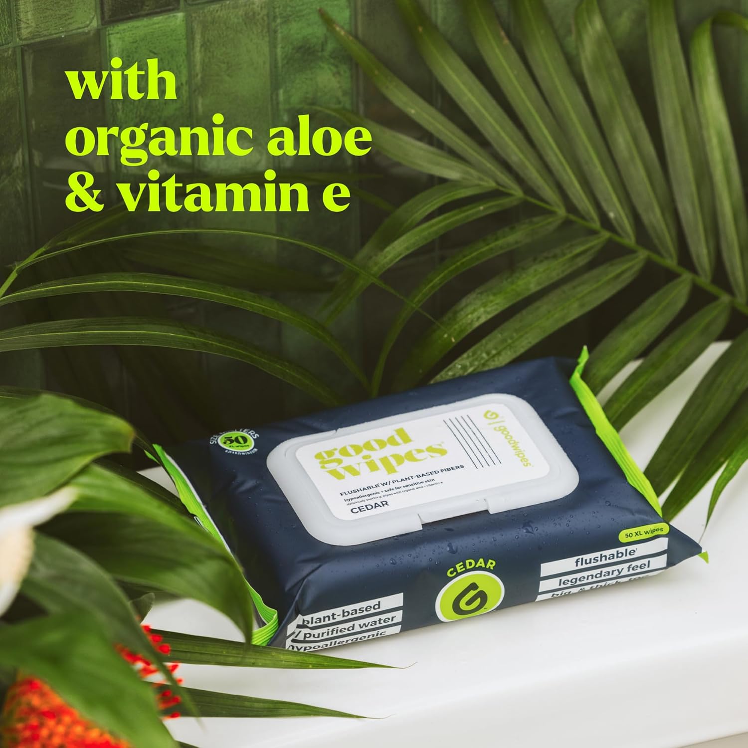 goodwipes Flushable Butt Wipes - Vitamin E & Aloe - Sewer & Septic Safe - Extra Large Adult Wet Wipes For Women & Men - Bathroom Essentials - Cedar, 318 Count (6 Packs + 1 Travel)