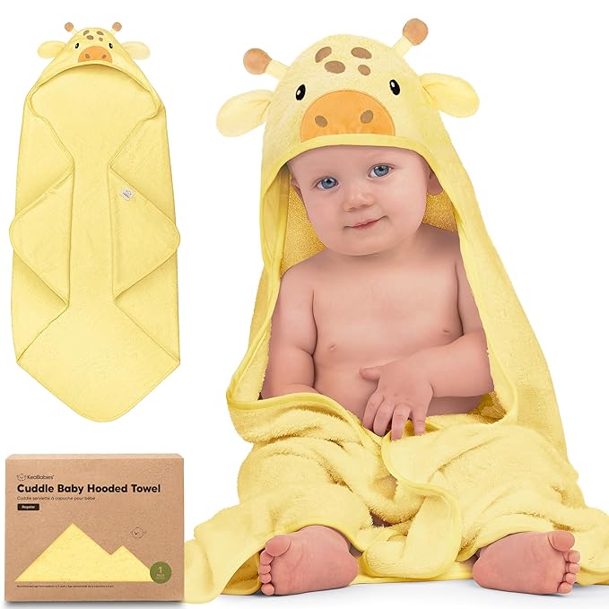 KeaBabies Hooded Baby Towel for Newborn - Viscose Derived from Bamboo Large Baby Bath Towels with Hood for Boys, Girls, Toddler, Extra Absorbent & Soft Newborn Bath Essentials (Giraffe, Regular)