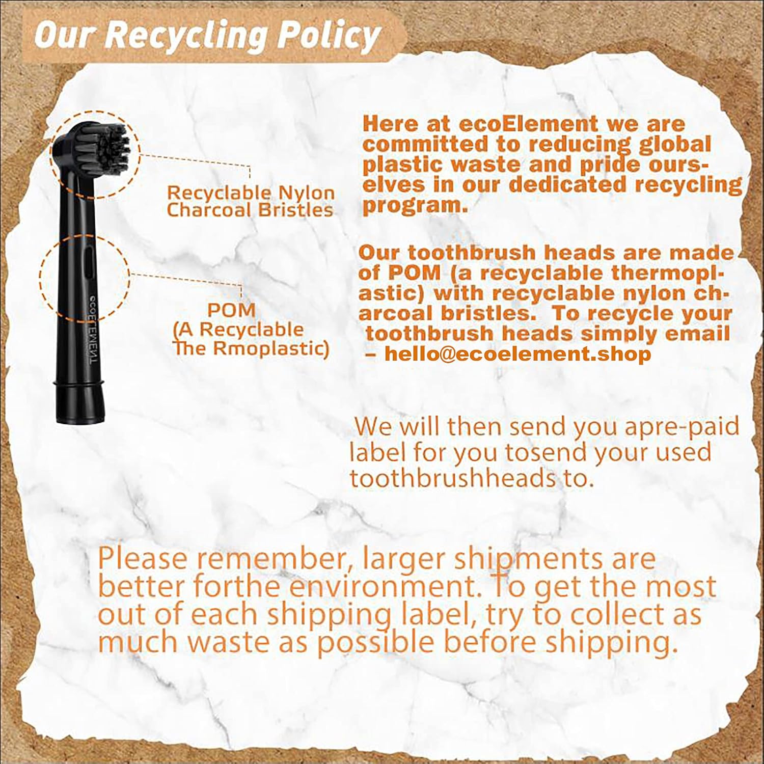 Replacement Toothbrush Heads Compatible with Oral B Braun - 8 Pack ecoELEMENT Professional Electric Toothbrush Heads Brush Heads Recyclable Charcoal Refill for Oral-B 7000/Pro 1000/9600/ 500/3000/8000