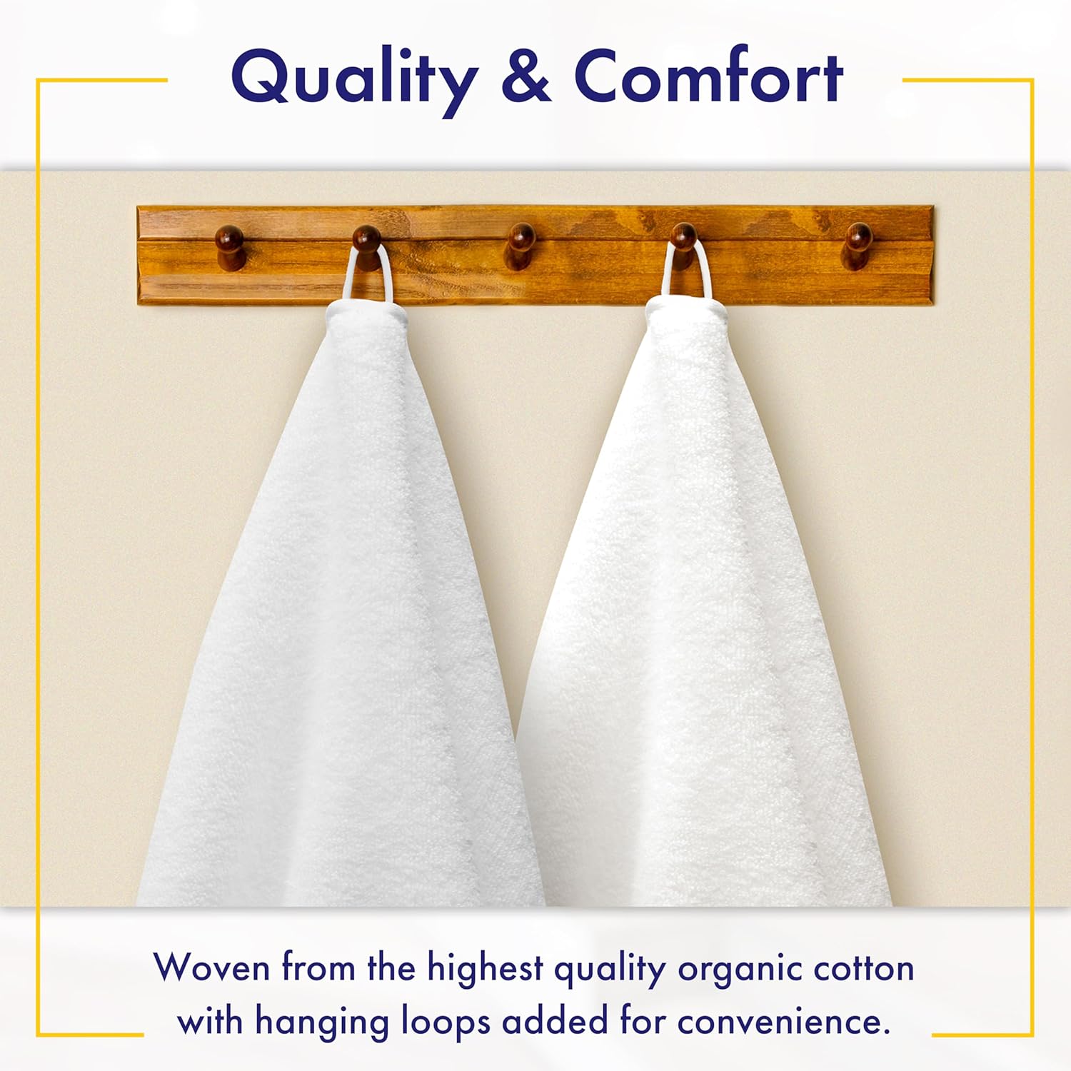 100% Organic Zero-Twist Cotton Towels - GOTS Certified Luxury Bath Towels - Ultra Soft & Plush 700GSM Long-Staple Cotton - 6 Piece Towel Set (White)