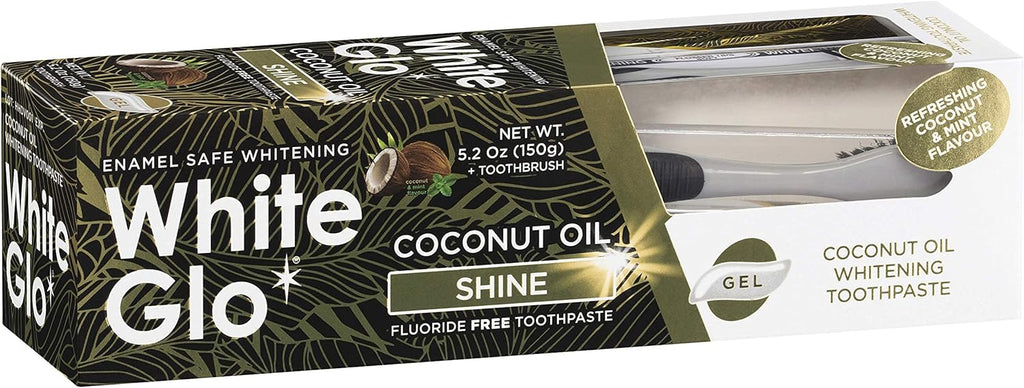 White Glo Coconut Oil Whitening Toothpaste, Refreshing Coconut & Mint Flavour, Fluoride-free Holistic Oral Care, Infused Luxurious Coconut Oil For Sparkling White Teeth and Ultimate Clean - 5.2 Ounces