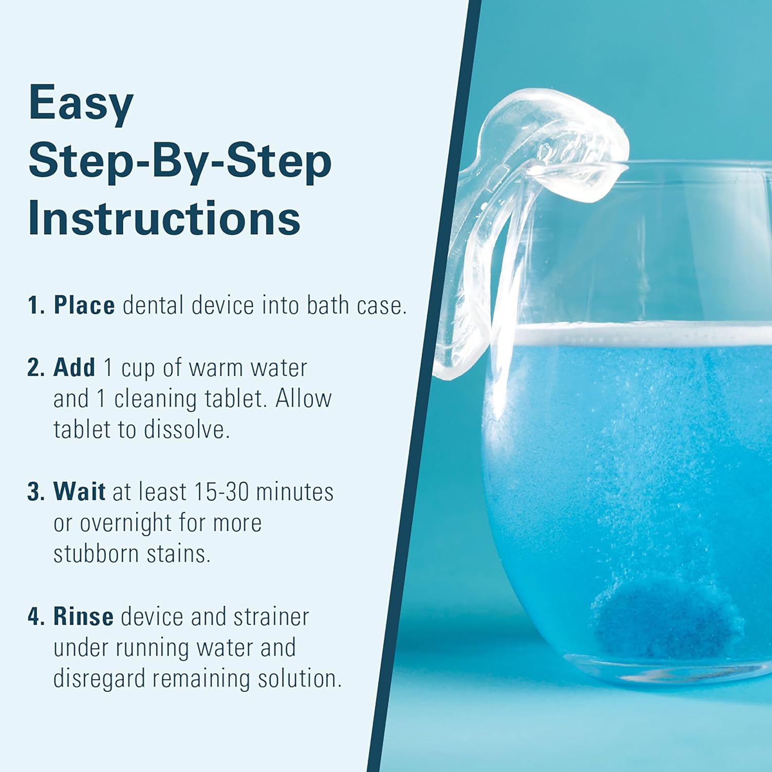 Retainer Cleaner and Soak Container, No-Mess Cleaning Tablets with Universal Denture Bath Case and Strainer, Multipurpose, for Mouth Guard Stains, Odor, and Plaque (92 Tablets + 1 Bath) by M3 Naturals