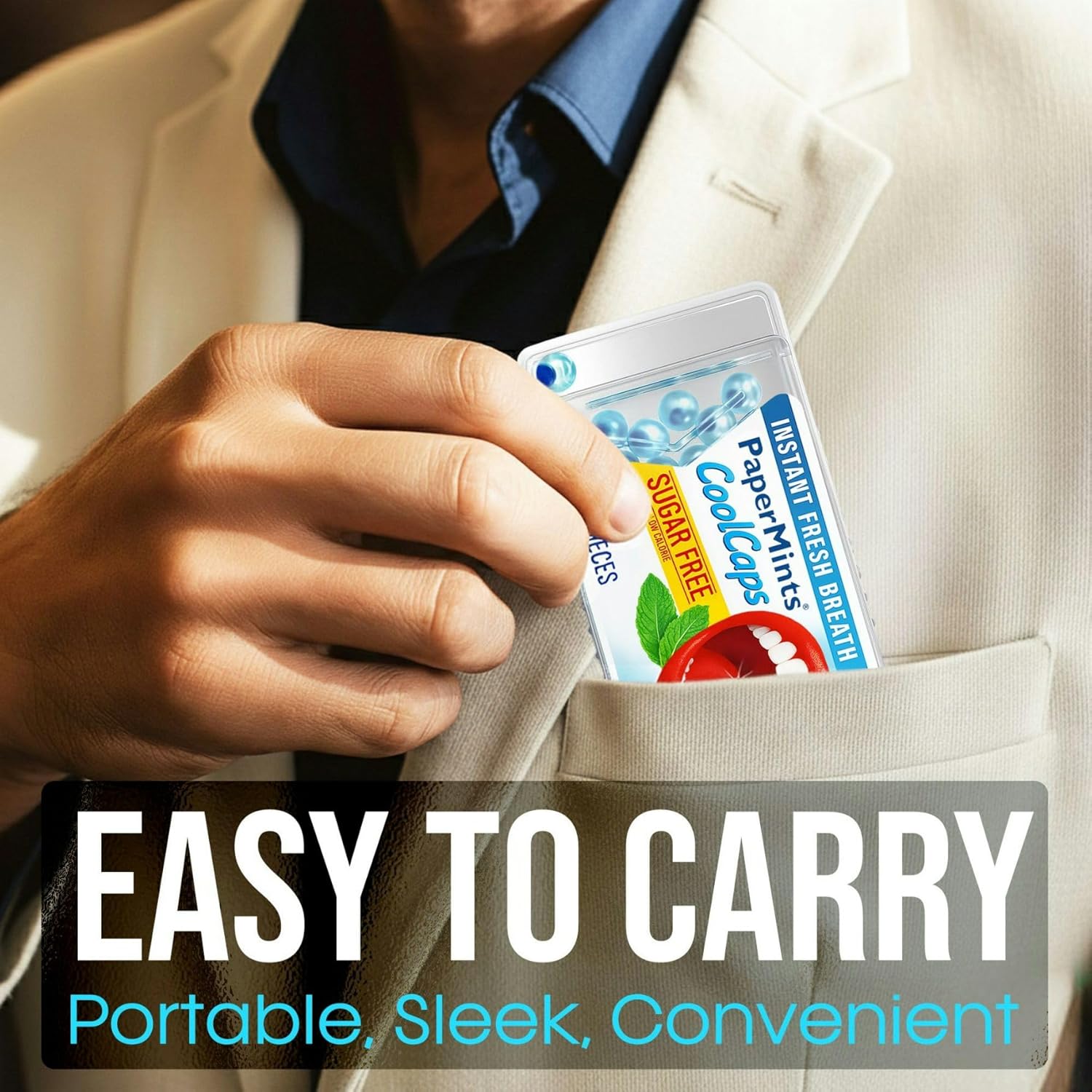 Papermints Coolcaps Sugar-Free Breath Mints 24 x 40-pack. Keto-Friendly Gut Cleanse Breath Freshener Bad Breath Treatment for Dry Mouth & Halitosis. Mouthwash Travel size.