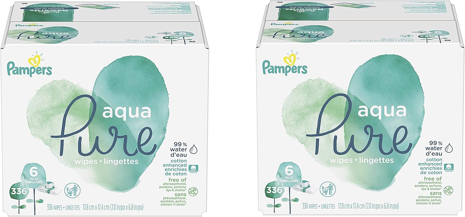 Pampers Aqua Pure 6X Pop-Top Sensitive Water Baby Wipes, 672 Count