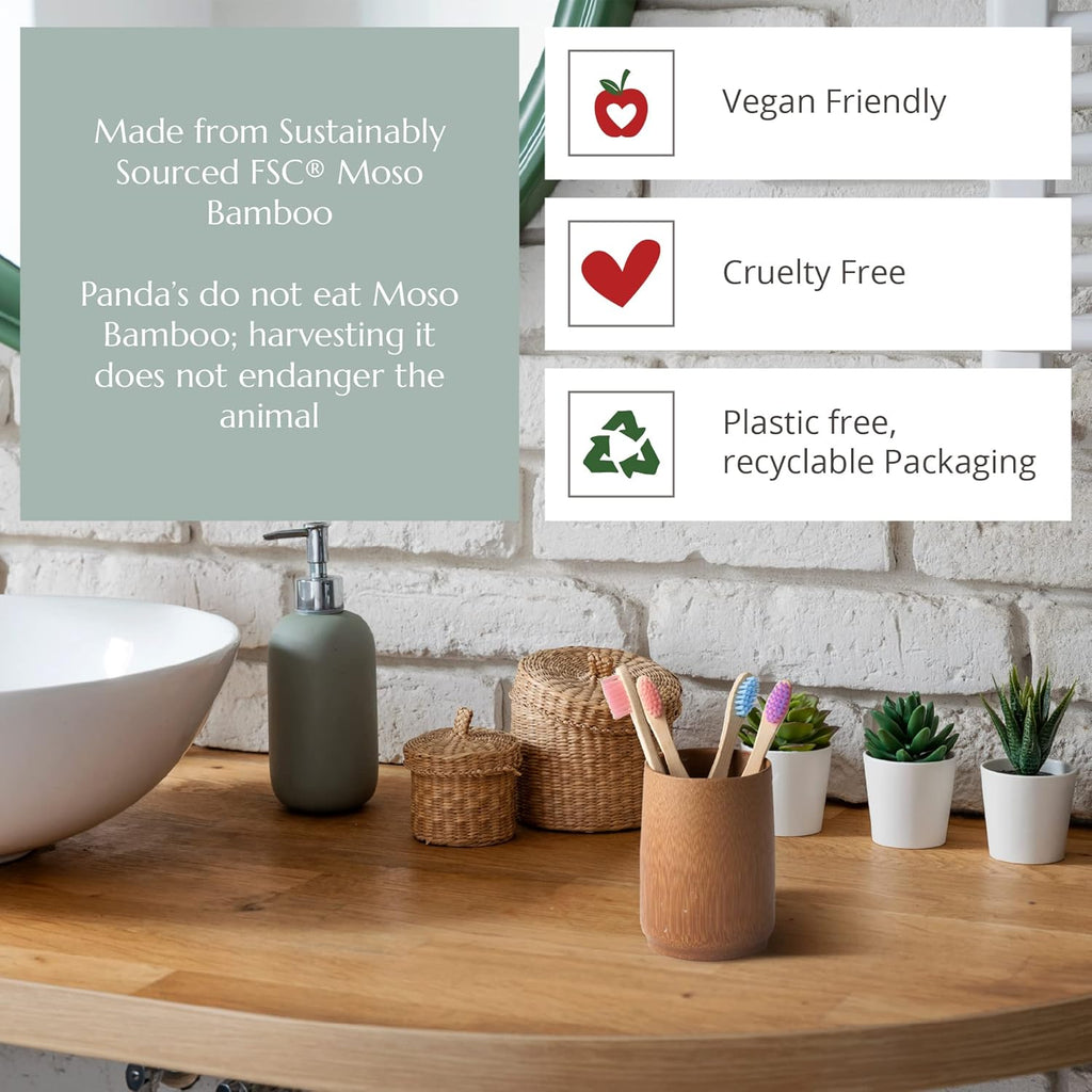 Wild & Stone Organic Children's Bamboo Toothbrush | Four Colors | Soft Fibre Bristles | 100% Biodegradable Handle | BPA Free | Vegan Eco Friendly Kids Toothbrushes