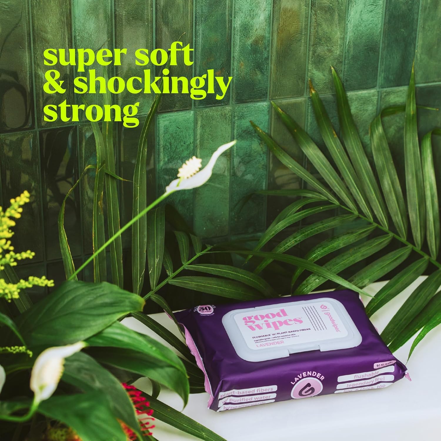 goodwipes Flushable Wipes - Individually Wrapped Butt Wipe for On-the-Go Adults - Portable Mini Wipes - Travel Essentials - Sewer & Septic Safe - Lavender, 32 Count (1 Pack)