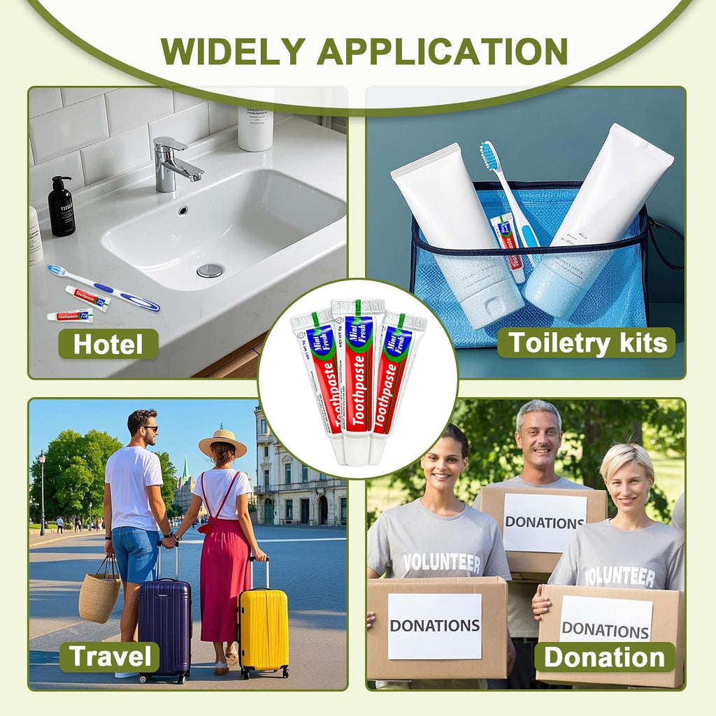 100 pcs Bulk Travel Size Toothpaste,0.176 oz Extra Small Toothpaste Travel Size Bulk Disposable for Hotel, Guests, Homeless, Charity, Mint (Mini Size, Only for Single Use)