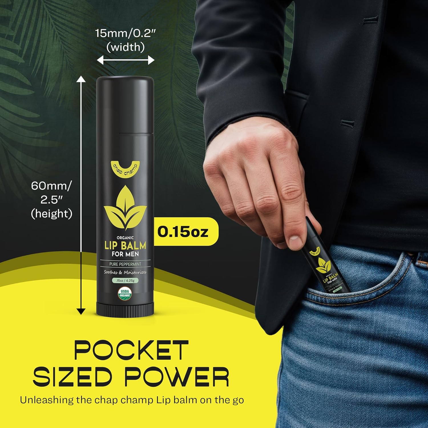 Lip Balm for Men - USDA Organic Certified Chapstick for Men - All Natural Ingredients - Contains Vitamin E and Beeswax - Peppermint, Coconut & Vanilla - MADE IN THE USA (6 pack)