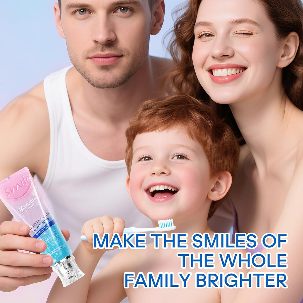 Hotluck Niacinamide Whitening Toothpaste - Brightening, Stain Removal, Freshening Breath - Deep Gentle Cleaning Tooth Paste, Boosting Gum Health, Mint & Peach 3.53oz (Pack of 4)