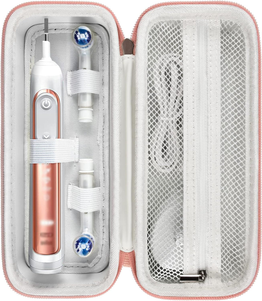 Toothbrush Travel Case Compatible with Oral-B Pro 1000, 2000, 3000, 3500, 1500/ for Philips Sonicare ProtectiveClean 4100 5100 Electric Toothbrush with Mesh Pocket for Accessories - Gold (Bag Only)
