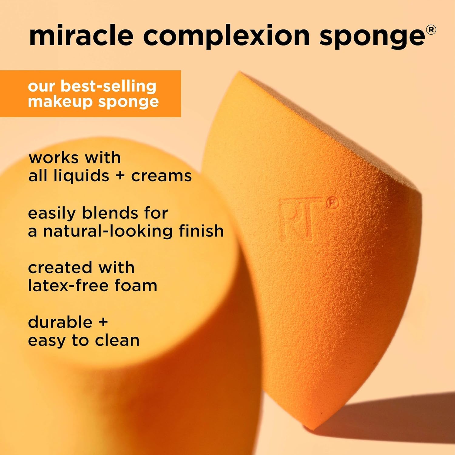 Real Techniques 6 Pack Assorted Makeup Blending Sponges, 3 Miracle Makeup Sponges, For Blending, Baking, And Setting, Use With Foundation & Powder, Dewy or Matte Finish, Cruelty-Free
