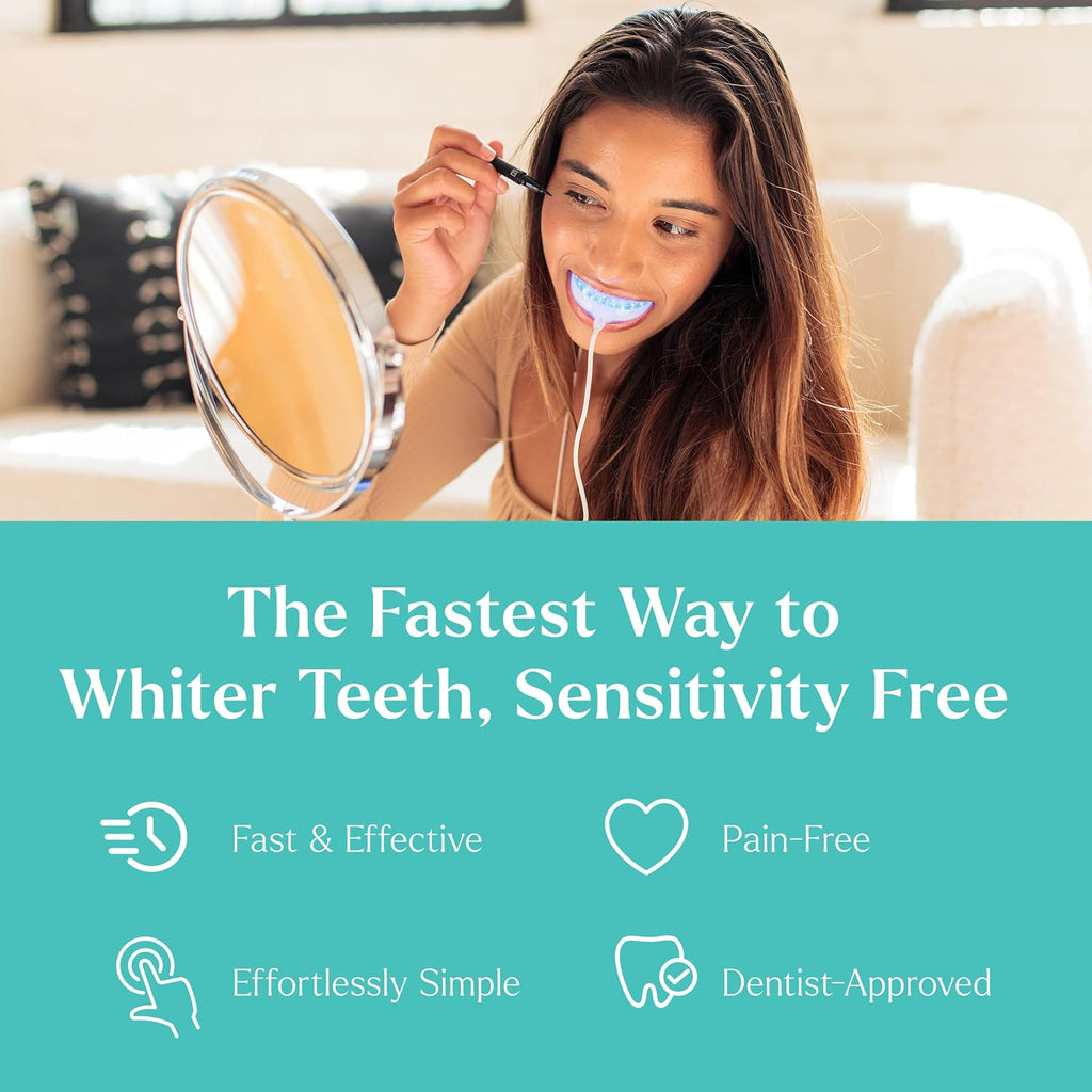 GLO Science So Brilliant Teeth Whitening Kit – Patented Warming Mouthpiece with LED Light Technology, Whitening Gel w/ 6% Hydrogen Peroxide, Lip Balm – Fastest Way to Whiter Teeth, Sensitivity Free